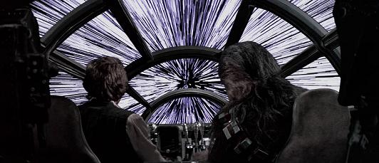 Le Faucon Millenium en pleine vitesse lumière © Lucasfilm