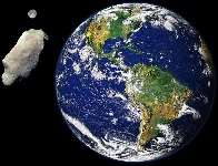 Vue d'artiste. Sur les 384 400 km qui séparent la Terre de la Lune, une zone de 600 mètres de large est considérée à haut risque. L'astéroïde devra viser juste en 2029 s'il veut nous toucher en 2036...