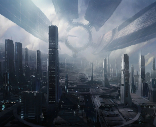 Exemple d'un Cylindre O'Neill : la Citadelle dans Mass Effect © Bioware