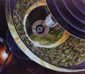 Vue d'artiste d'une Sphère de Bernal - vue intérieure © NASA - Rick Guidice