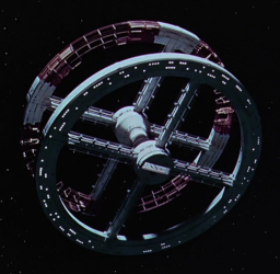 La station spatiale en forme de roue dans 2001, l'Odyssée de l'Espace © Metro-Goldwyn-Mayer