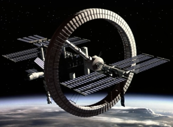 La station spatiale en forme de roue dans Mission To Mars © Touchstone Pictures