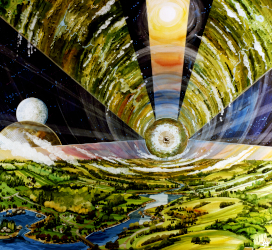 Vue d'artiste d'un Cylindre O'Neill © NASA - Rick Guidice
