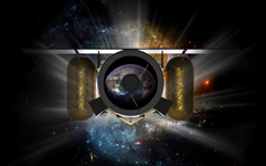 Le télescope LEO scrutant l'espace à la recherche d'astéroïdes (vue d'artiste) © Planetary Ressources