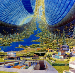 Vue d'artiste de l'intérieur d'un Tore de Stanford © NASA - Donald Davis Vue d'artiste de l'intérieur d'un Tore de Stanford © NASA - Donald Davis
