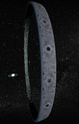 Vue d'artiste d'une Orbitale de la civilisation baptisée Culture dans la fiction de Iain M. Banks - L'anneau est fortement inspiré des anneaux Halo © Giuseppe Gerbino Vue d'artiste d'une Orbitale de la civilisation baptisée Culture dans la fiction de Iain M. Banks - L'anneau est fortement inspiré des anneaux Halo © Giuseppe Gerbino