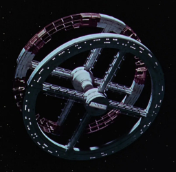 La station spatiale en forme de roue dans 2001, l'Odyssée de l'Espace © Metro-Goldwyn-Mayer La station spatiale en forme de roue dans 2001, l'Odyssée de l'Espace © Metro-Goldwyn-Mayer